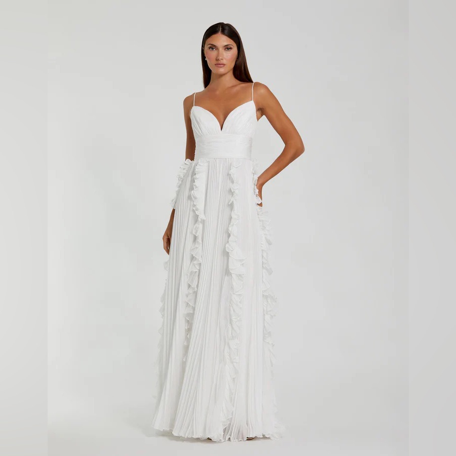 Mac Duggal Pleated Sleeveless Flowy Gown